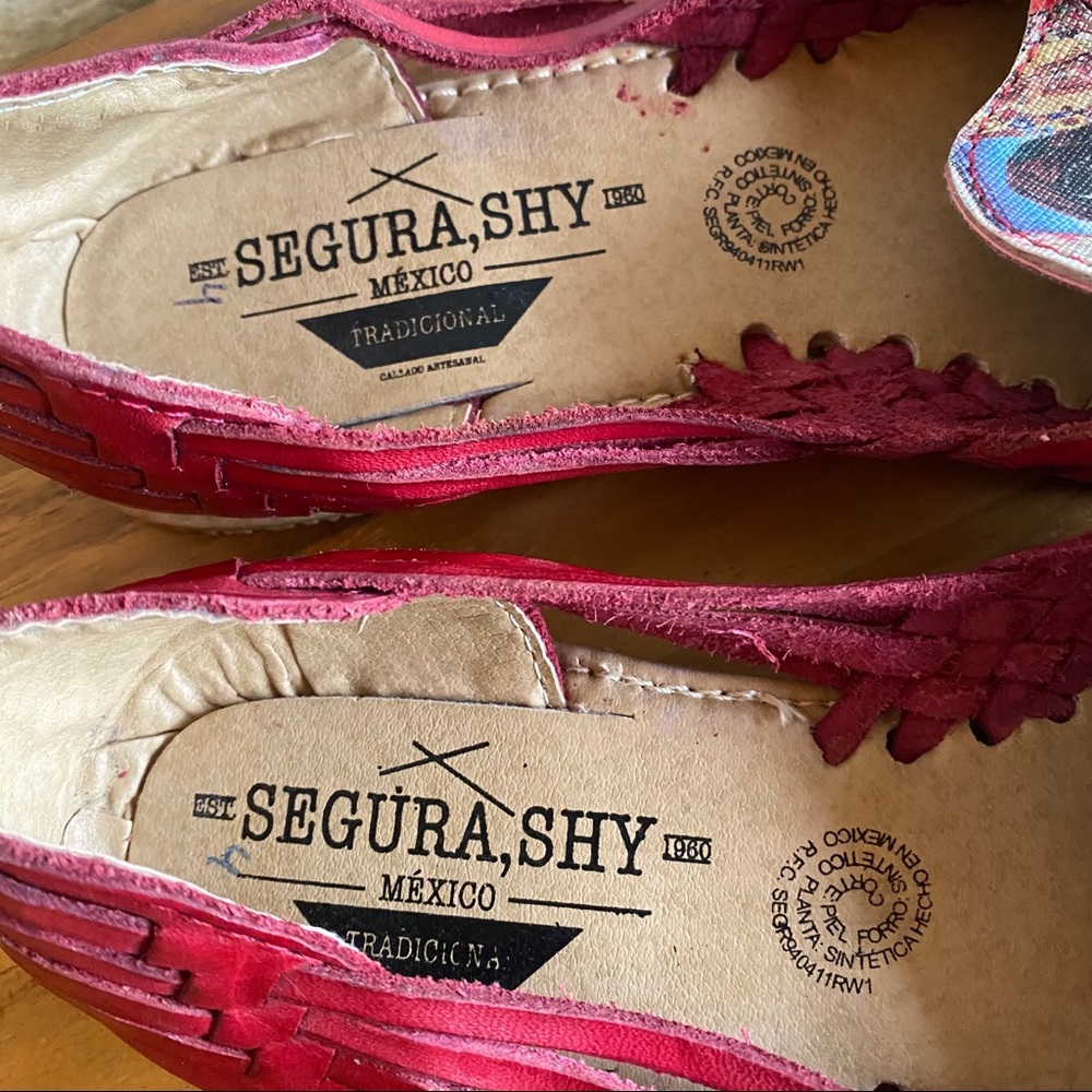 Sz 7 Huarache shoe Frida Alcatraz sandal in red leather ♥️♥️♥️♥️♥️♥️ - Picture 5 of 5